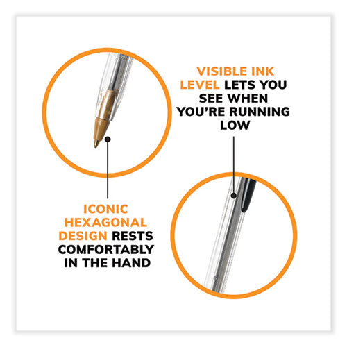 Image of BIC® MS500E-BLK Cristal Xtra Smooth Ballpoint Pen, Stick, Medium 1 mm, Black Ink, Clear Barrel, 500/Pack