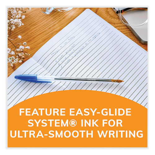 Image of BIC® MS500E-BLU Cristal Xtra Smooth Ballpoint Pen, Stick, Medium 1 mm, Blue Ink, Clear Barrel, 500/Pack