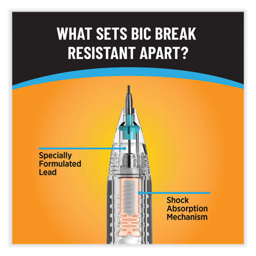 Image of BIC® MV7PRP2-BLK Break-Resistant Mechanical Pencils with Erasers, 0.7 mm, HB (#2), Black Lead, Assorted Barrel Colors, 2/Pack