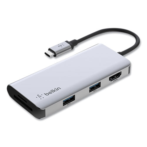 Image of Belkin® PVC002BTSGY Connect 5-in-1 Multiport Adapter Hub, Gray