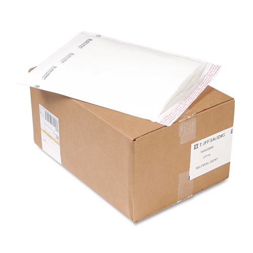 Image of Sealed Air Jiffy TuffGard Self-Seal Cushioned Mailer,#5, Barrier Bubble Air Cell Cushion, Self-Adhesive Closure, 10.5 x 16, White, 25/CT