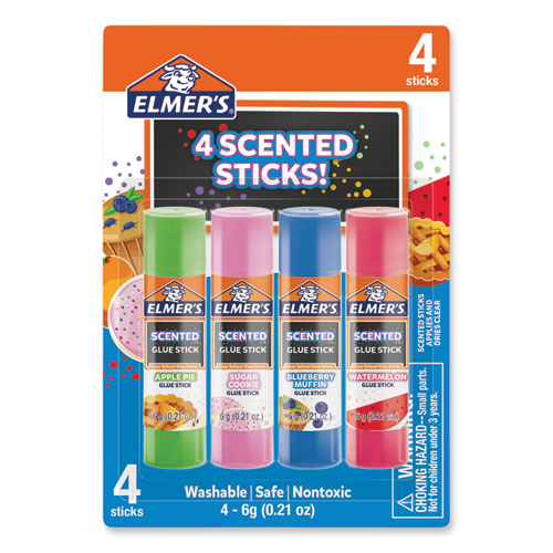 Image of Elmer's® 2142958 Scented Glue Sticks, 0.21 Oz, Dries In Assorted Colors, 4 Scents