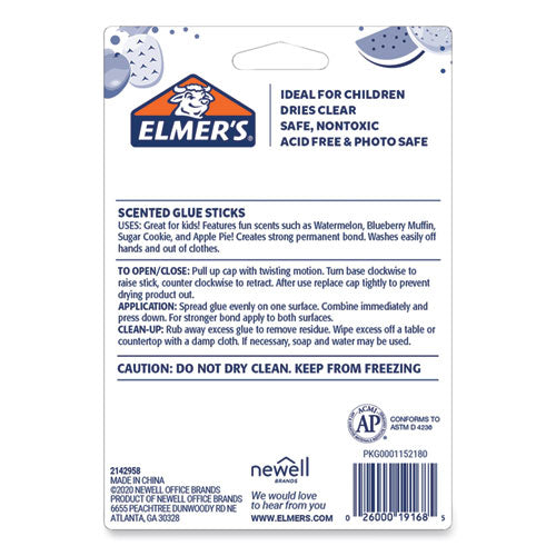 Image of Elmer's® 2142958 Scented Glue Sticks, 0.21 Oz, Dries In Assorted Colors, 4 Scents