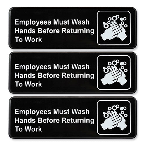Image of Excello Global Products® EGP-HD-0049-S Indoor/Outdoor Restroom with Braille Text, 6" x 9", Black Face, White Graphics, 3/Pack