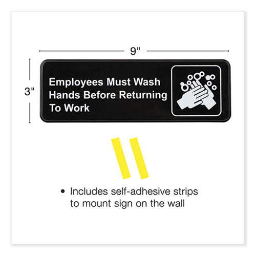Image of Excello Global Products® EGP-HD-0049-S Indoor/Outdoor Restroom with Braille Text, 6" x 9", Black Face, White Graphics, 3/Pack