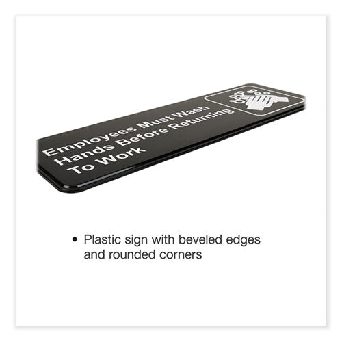 Image of Excello Global Products® EGP-HD-0049-S Indoor/Outdoor Restroom with Braille Text, 6" x 9", Black Face, White Graphics, 3/Pack