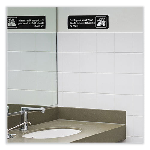 Image of Excello Global Products® EGP-HD-0049-S Indoor/Outdoor Restroom with Braille Text, 6" x 9", Black Face, White Graphics, 3/Pack