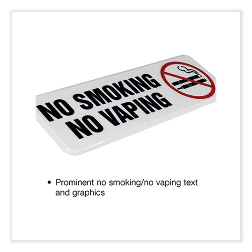 Image of Excello Global Products® EGP-HD-0175-S No Smoking No Vaping Indoor/Outdoor Wall Sign, 9" x 3", Black Face, Black/Red Graphics, 4/Pack