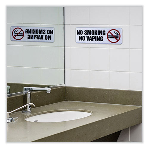 Image of Excello Global Products® EGP-HD-0175-S No Smoking No Vaping Indoor/Outdoor Wall Sign, 9" x 3", Black Face, Black/Red Graphics, 4/Pack