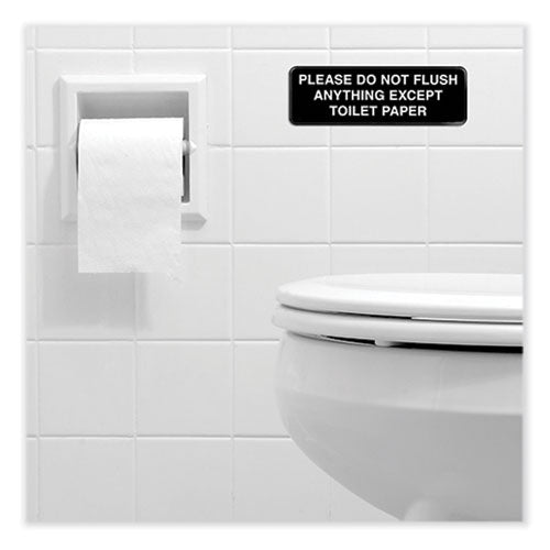 Image of Excello Global Products® EGP-HD-0255-S Please Do Not Flush Indoor/Outdoor Wall Sign, 9" x 3", Black Face, White Graphics, 3/Pack