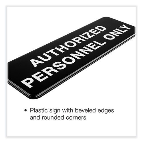 Image of Excello Global Products® EGP-HD-0262-S Authorized Personnel Only Indoor/Outdoor Wall Sign, 9" x 3", Black Face, White Graphics, 3/Pack
