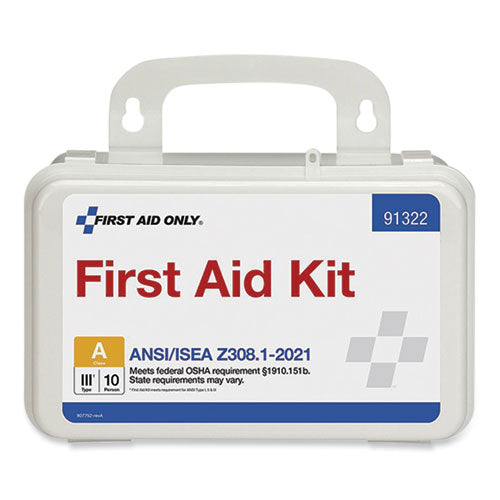 Image of First Aid Only 91322 ANSI 2021 First Aid Kit for 10 People, 76 Pieces, Plastic Case