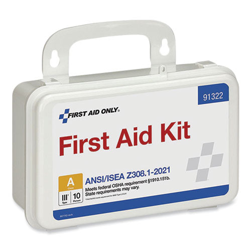 Image of First Aid Only 91322 ANSI 2021 First Aid Kit for 10 People, 76 Pieces, Plastic Case