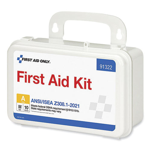 Image of First Aid Only 91322 ANSI 2021 First Aid Kit for 10 People, 76 Pieces, Plastic Case
