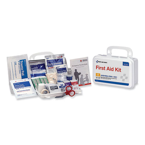 Image of First Aid Only 91322 ANSI 2021 First Aid Kit for 10 People, 76 Pieces, Plastic Case