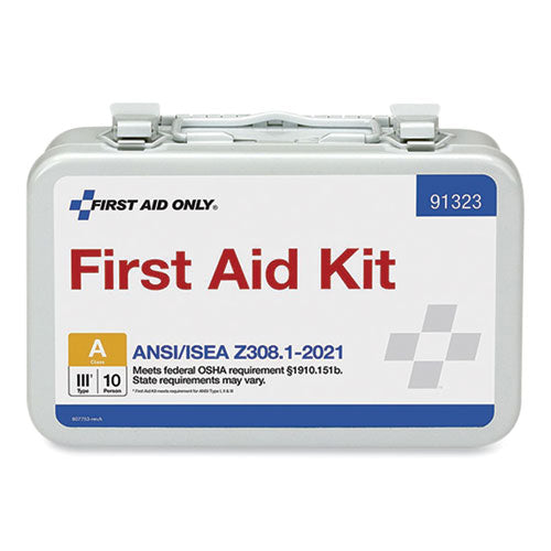 Image of First Aid Only 91323 ANSI 2021 First Aid Kit for 10 People, 76 Pieces, Metal Case