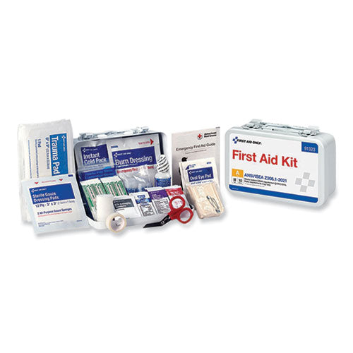 Image of First Aid Only 91323 ANSI 2021 First Aid Kit for 10 People, 76 Pieces, Metal Case