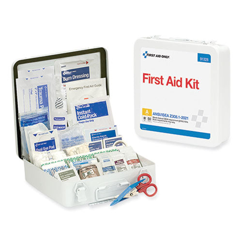 Image of First Aid Only 91328 ANSI 2021 Type III First Aid Kit for 50 People, 184 Pieces, Metal Case