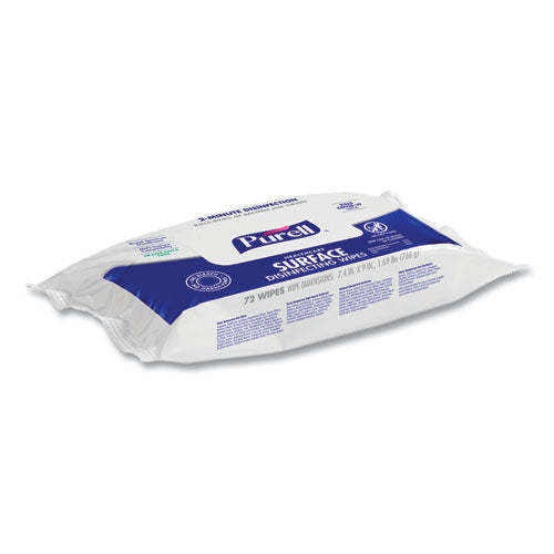 Image of PURELL® 9370-12 Healthcare Surface Disinfecting Wipes, 1-Ply, 7 x 10, Unscented, White, 72/Pack