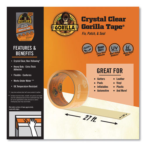 Image of Gorilla® 6027007 Crystal Clear Tape, 3" Core, 1.88" x 9 yds
