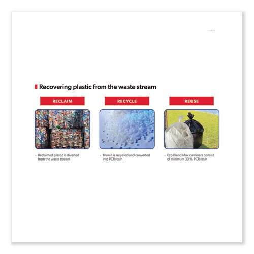 Image of Heritage L5645TX ER1 Eco Blend Max Can Liners, 23 gal, 0.8 mil, 28" x 45", Blue, 25 Bags/Roll, 10 Rolls/Carton