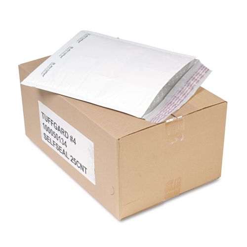 Image of Sealed Air 49675 Jiffy TuffGard Self-Seal Cushioned Mailer,#4, Barrier Bubble Air Cell Cushion, Self-Adhesive Closure, 9.5 x 14.5, White,25/CT
