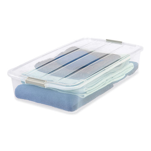 Image of Iris 50 Qt. Latch Lid Underbed Storage Box, 17.75" x 32.5" x 6.5", Clear
