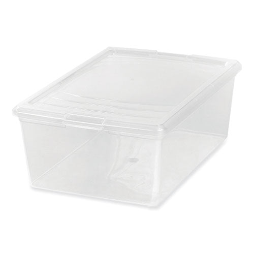 Image of Iris 13.5 Qt. Lift-Off Lid Storage Tote, 10.6" x 16.1" x 5.9", Clear/Gray