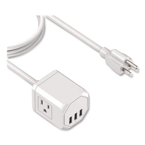Image of LAX Gadgets OUT3X3WH 3-Outlet 3-USB Port Surge Protector, 3 AC Outlets/3 USB Ports, 5 ft Cord, White