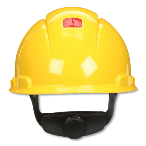 Image of 3M H-702SFR-UV H-700 Series SecureFit Hard Hat with UVicator, Front Brim, 4-Point Pressure Diffusion Ratchet, One Size Fits Most, Yellow