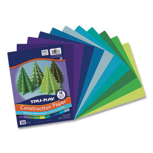 Image of Pacon® P6687 Tru-Ray Construction Paper, 76 lb Text Weight, 9 x 12, Cool Assorted Colors, 150/Pack