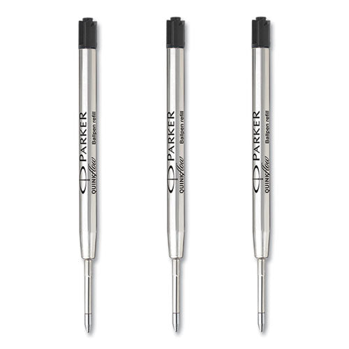 Image of Parker® 2119151 Quinkflow Refill for Parker Ballpoint Pen, Medium Tip, Black Ink, 3/Pack