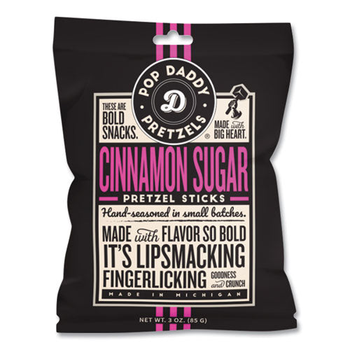 Image of Pop Daddy OPD00583 Cinnamon Sugar Pretzel Sticks, 3 oz Bag, 15/Carton