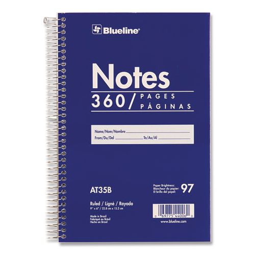 Image of Blueline® AT35B Steno Notes Notebook, Gregg Rule, Blue/White Cover, (180) 9 x 6 Sheets