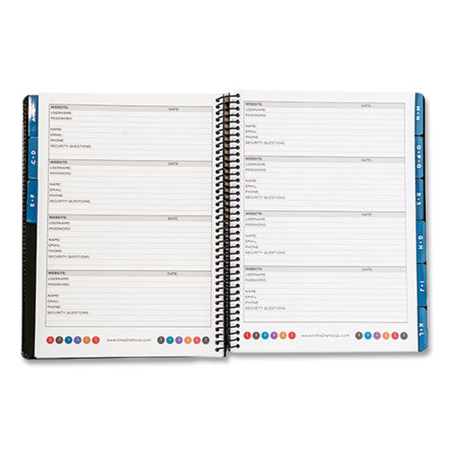 Image of RE-Focus The Creative Office EXPWBOOKBLK Executive Format Password Log Book, User-Name/Password Format, Black Cover, (72) 10 x 7.6 Sheets