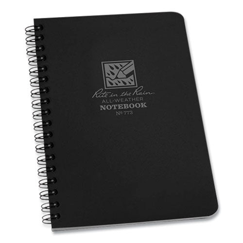 Image of Rite in the Rain® 773 All-Weather Wire-O Notebook, 1-Subject, Universal: Narrow Rule and Quadrille Rule, Black Cover, (32) 7 x 4.63 Sheets