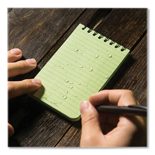Image of Rite in the Rain® 935 All-Weather Wire-O Notepad, Dark Green Cover, Universal: Narrow Rule and Quadrille Rule (4 sq/in), (50) White 3 x 5 Sheets