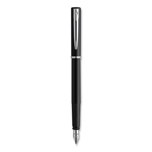 Image of Waterman 2029061 Allure Fountain Pen, Fine Point, Blue Ink, Black/Silver Barrel