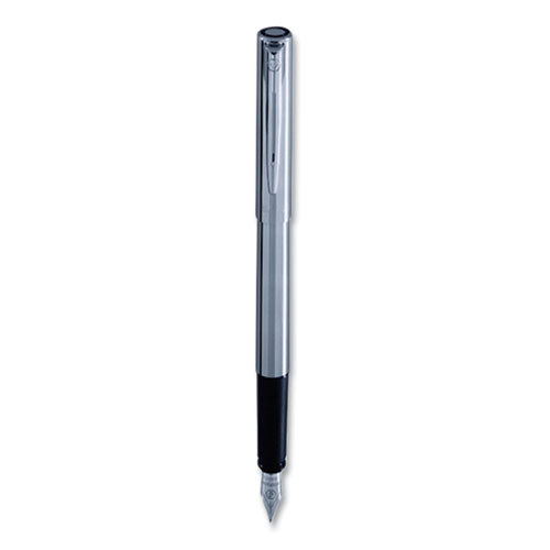 Image of Waterman S0174956 Allure Fountain Pen, Fine Point , Blue Ink, Silver/Black Barrel