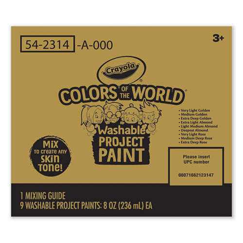 Image of Crayola® 54-2314 Colors of the World Washable Paint, 9 Assorted Colors, 8 oz Bottles, 9/Pack