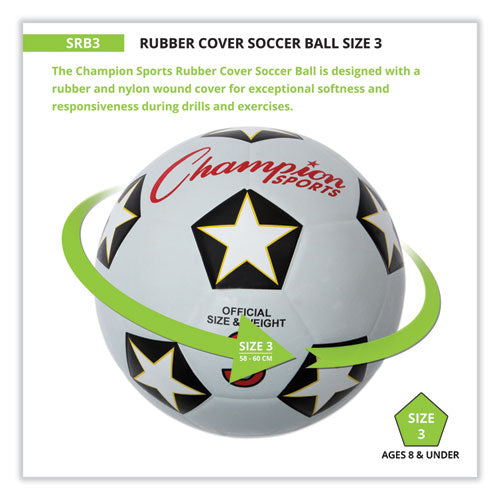 Image of Champion Sports SRB3 Rubber Sports Ball, Soccer, No. 3 Size, White/Black
