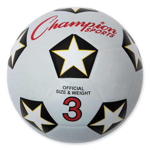 Image of Champion Sports SRB3 Rubber Sports Ball, Soccer, No. 3 Size, White/Black