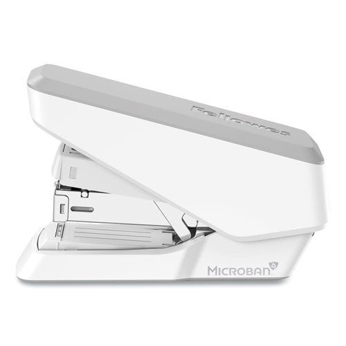 Image of Fellowes® 5014301 LX860 EasyPress Half Strip Stapler with Antimicrobial Protection, 40 Sheet Capacity, Gray/White