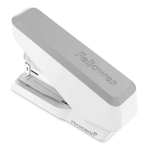Image of Fellowes® 5014301 LX860 EasyPress Half Strip Stapler with Antimicrobial Protection, 40 Sheet Capacity, Gray/White