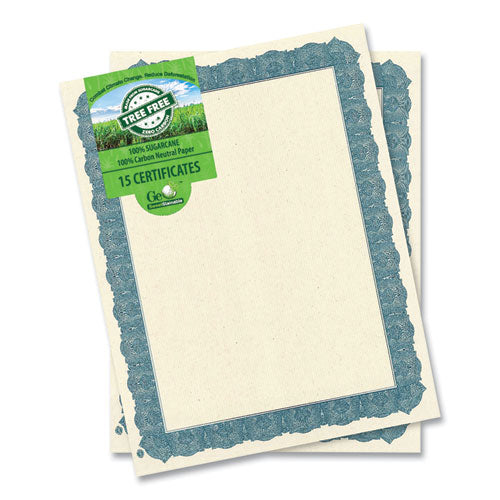 Image of Geographics® 49014 Award Certificates, 8.5 x 11, Natural with Blue Braided Border, 15/Pack