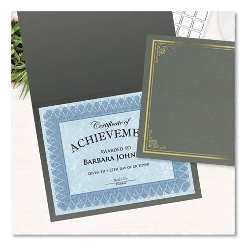 Image of Geographics® 49114 Certificate/Document Cover, 9.75" x 12.5", Gray With Gold Foil, 5/Pack