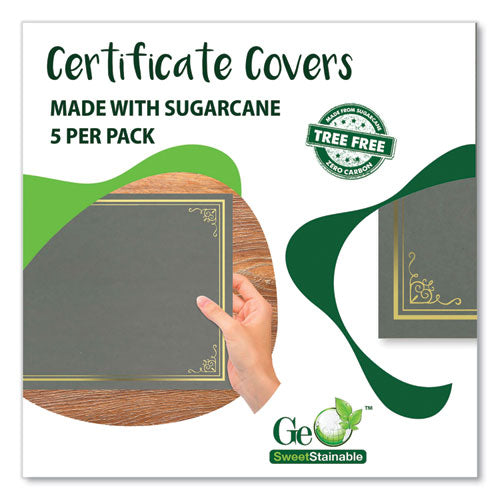 Image of Geographics® 49114 Certificate/Document Cover, 9.75" x 12.5", Gray With Gold Foil, 5/Pack