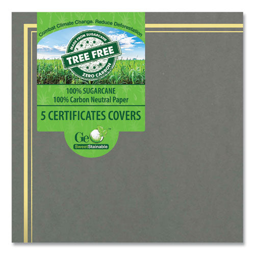 Image of Geographics® 49114 Certificate/Document Cover, 9.75" x 12.5", Gray With Gold Foil, 5/Pack