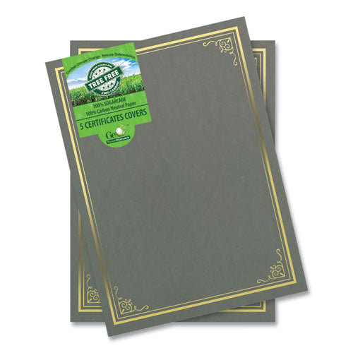 Image of Geographics® 49114 Certificate/Document Cover, 9.75" x 12.5", Gray With Gold Foil, 5/Pack