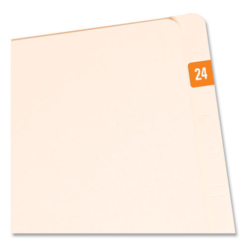 Image of Smead 67924 Yearly End Tab File Folder Labels, 24, 0.5 x 1, Orange, 25/Sheet, 10 Sheets/Pack
